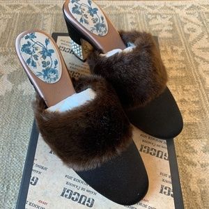 Gucci Mink Candy Embellished Mules in Black